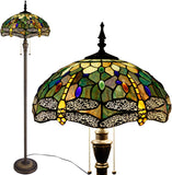 Werfactory® Tiffany Floor lamp, 70 inches high Dragonfly Style Stained Glass Light