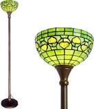 Werfactory® Tiffany Style 65" Torchiere Traditional Floor Lamp Stained Glass Lampshade