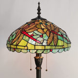 Werfactory® Tiffany Floor Lamp W16H70 Inch Stained Glass Dragonfly Style Reading Lamp