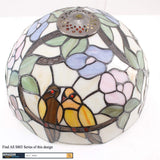 12 inch Tiffany Lamps Werfactory® Double Tropical Birds Stained Glass Bedside Lamp
