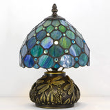 Werfactory® Tiffany Lamp Sea Blue Stained Glass Pearl Table Lamp Mushroom Lamp