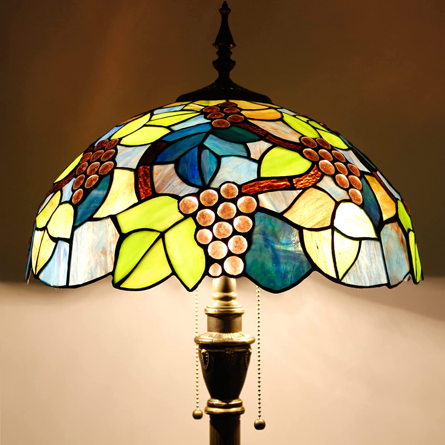 Werfactory® Tiffany Floor Lamp W16H70 Inch Stained Glass Grapes Style Reading Lamp