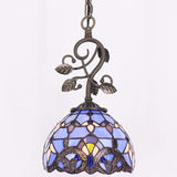 Werfactory®Tiffany Pendant Lighting Purple Stained Glass Baroque Style Hanging Lamp