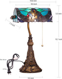 Werfactory® Banker Lamp Tiffany Desk Lamp Victorian Style Green Stained Glass Table Lamp, 15" Tall