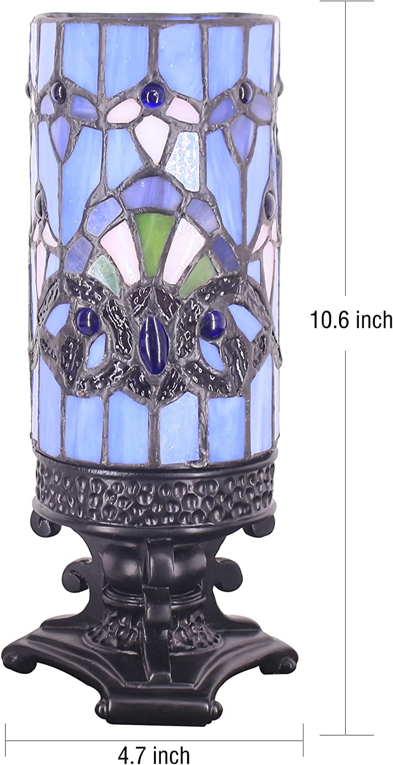 Werfactory Small Tiffany Table Lamp Stained Glass Baroque Style Candle Type Desk Lamp