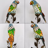 Tiffany Parrot Lamp Handmade Colorful Stained Glass Birds Reading Light