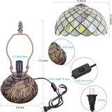Werfactory® Tiffany Table Lamp Fish Scales Style Stained Glass Lamp with Mushroom Base