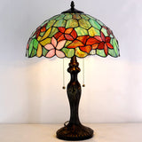 Werfactory® Tiffany Table Lamp Green Stained Glass Flower Style Handmade Reading Lamp