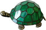 Werfactory® Tortoise Lamp Tiffany Style Turtle Lamp Green Stained Glass Table Lamp Cute Animal Desk Night Light