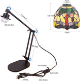 Werfactory® Tiffany Swing Arm Lamp Adjustable Stained Glass Dragonfly Style