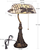 Werfactory® Banker Lamp Tiffany Desk Lamp Cream Dragonfly Style Stained Glass Table Lamp, 15" Tall