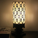 WERFACTORY Small Tiffany Lamp Mini Stained Glass Table Lamp W4H10 InchWhite Crystal Bead Style Desk Night Light