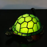 Werfactory® Tortoise Lamp Tiffany Style Turtle Lamp Green Stained Glass Table Lamp Cute Animal Desk Night Light