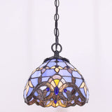 Werfactory® Tiffany Pendant Light with W8H7 Inch Baroque Stained Glass Hanging Lamp