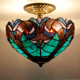 12 inch Green Liaison  Stained Glass Lampshade Only Werfactory®  Fit for Tiffany Table Lamp