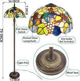 Werfactory® Tiffany Floor Lamp W16H70 Inch Stained Glass Grapes Style Reading Lamp