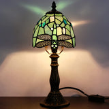 Werfactory® Small Tiffany Lamp Sea Blue Stained Glass Dragonfly Style Table Lamp 14" Tall