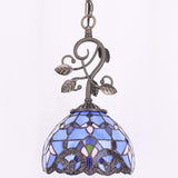 Werfactory®Tiffany Pendant Lighting Purple Stained Glass Baroque Style Hanging Lamp