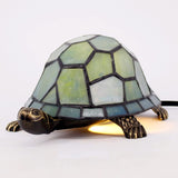 Werfactory® Tortoise Tiffany Style Turtle Lamp Blue Stained Glass Table Lamp