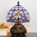 Werfactory® Tiffany Table Lamp Baroque Style Stained Glass Bronze Mushroom Type Lamp