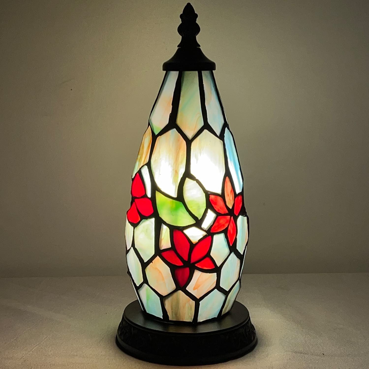 Werfactory® Tiffany Table Lamp Lighthouse Stained Glass Christmas Tree Flower Light