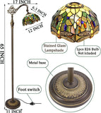 Werfactory® Tiffany Floor lamp, 67 Inch high Dragonfly Style Stained Glass Arched Gooseneck Lamp