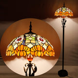 Werfactory® Tiffany Floor Lamp,Orange Flower Stained Glass Floor Lamp