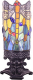 WERFACTORY Small Tiffany Table Lamp Mini Stained Glass Lamp Wide 4 Tall 10 Inch Yellow Dragonfly Style Desk Night Light