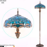 Tiffany Lampshade Replacement Werfactory® W16H7-inch Green Stained Glass Dragonfly Style Shade