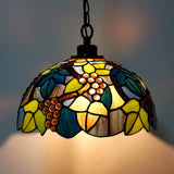 Werfactory® Tiffany Pendant Light 12 Inch Green Grape Style Stained Glass Chandelier