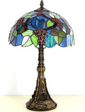 Werfactory® Tiffany Table Lamp 19 Inch High Green Stained Glass Grapes Style Reading Lamp