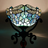 Werfactory® Tiffany Floor Lamp W10H70 Inch Stained Glass Torchiere Light Blue Dragonfly Standing