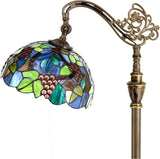 Werfactory® Tiffany Floor Lamp Stained Glass Grape Arched Gooseneck Reading Light