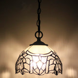 Werfactory® Tiffany Pendant Lighting White Stained Glass Crystal Hanging Lamp