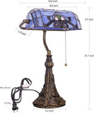 Werfactory® Banker Lamp Tiffany Desk Lamp Baroque Style Stained Glass Table Lamp, 15" Tall