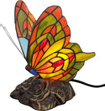 Werfactory® Tiffany Butterfly Lamp Cute Small Fairy Flying Wings Colorful Stained Glass Warm Light