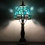 Werfactory® Tiffany Lamp Stained Glass Table Lamp Green Blue Dragonfly Style Accent Lamp