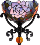 Tiffany Floor Lamp Stained Glass Red Rose Torchiere Light W10H70 Inch Antique Style