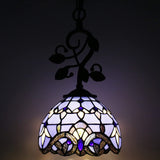 Werfactory®Tiffany Pendant Lighting Purple Stained Glass Baroque Style Hanging Lamp