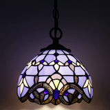 Werfactory® Tiffany Pendant Light with W8H7 Inch Baroque Stained Glass Hanging Lamp