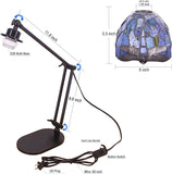 Werfactory® Tiffany Swing Arm Lamp Adjustable Stained Glass Dragonfly   Lamp