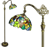 Werfactory® Tiffany Floor Lamp Stained Glass Grape Arched Gooseneck Reading Light