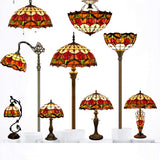WERFACTORY Tiffany Wall Sconce Lamp W8L19 Inch Swing Arm Up Down Light Tulip Flower Stained Glass Shade S030 Living Room Bedroom Office Study Antique Metal