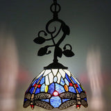 Werfactory® Tiffany Pendant Light Blue Stained Glass Dragonfly Hanging Lamp