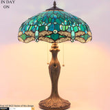 Tiffany Lampshade Replacement Werfactory® W16H7-inch Green Stained Glass Dragonfly Style Shade