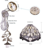 Werfactory® Tiffany Pendant Light 8" Cream Stained Glass Dragonfly Hanging Lamp