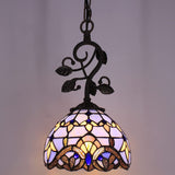 Werfactory®Tiffany Pendant Lighting Purple Stained Glass Baroque Style Hanging Lamp