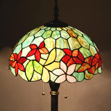 Werfactory® Tiffany Floor Lamp W16H70 Inch Stained Glass Flower Style Reading Lamp