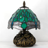 Werfactory® Tiffany Table Lamp Green Dragonfly Style Stained Glass Lamp Mushroom Lamp