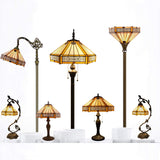 WERFACTORY Tiffany Wall Sconce Lamp W8L19 Inch Swing Arm Up Down Light Yellow Stained Glass Hexagon Mission Shade S011 Living Room Bedroom Office Study Antique Metal